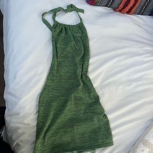 Green open back mini dress
